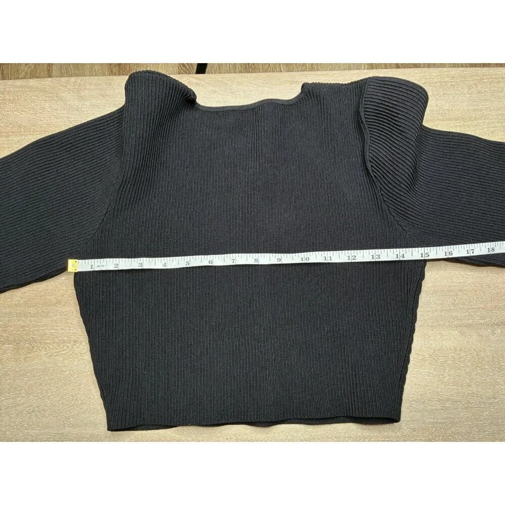 Aritzia Babaton Sculpt Knit Crew Cropped Longsleeve Black Size Large